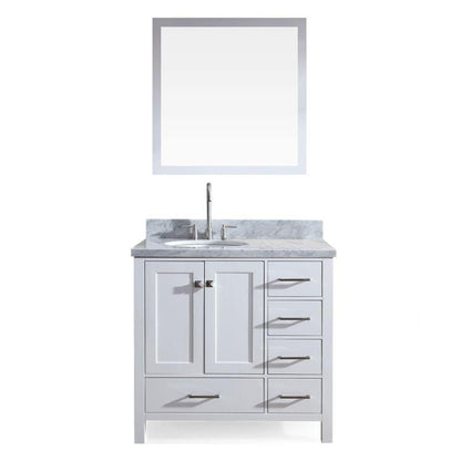 ARIEL Cambridge 37" Single Sink Vanity Set w/ Left Offset Sink in White