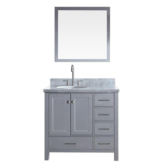 ARIEL Cambridge 37" Single Sink Vanity Set w/ Left Offset Sink in Grey