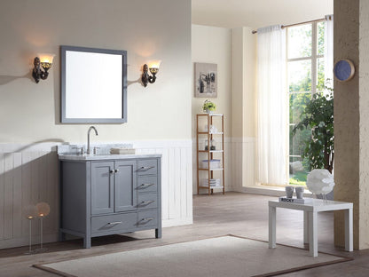 Ariel Cambridge 37 Single Sink Vanity Set w/ Left Offset Sink in Grey