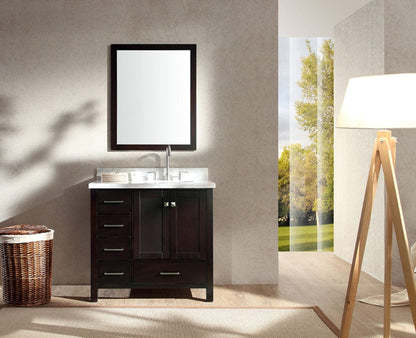 Ariel Cambridge 37 Single Sink Vanity Set w/ Right Offset Sink in Espresso