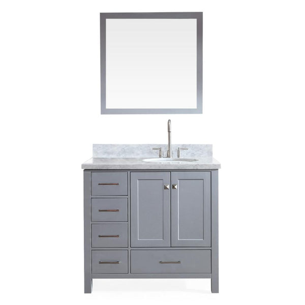 ARIEL Cambridge 37 Single Sink Vanity Set w/ Right Offset Sink in Grey