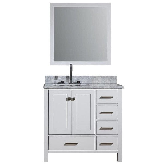 Ariel Cambridge  37" White Left Offset Single Rectangle Sink Vanity Set