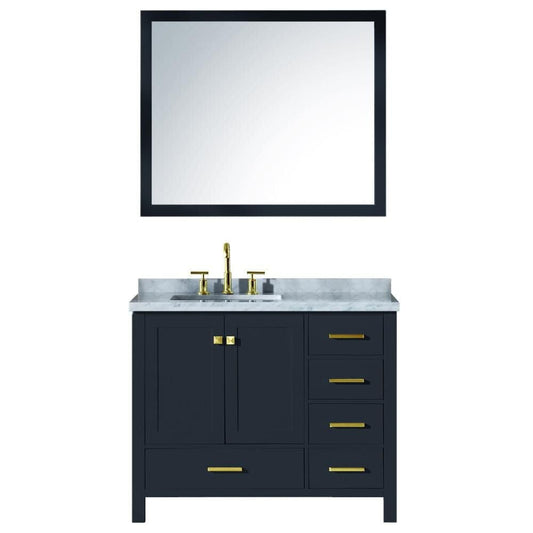 43" Left Offset Single Sink Vanity Set In Midnight Blue