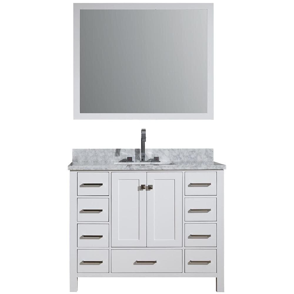 43" Left Offset Single Sink Vanity Set In White 