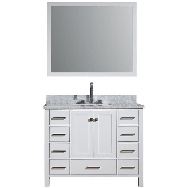 43 Left Offset Single Sink Vanity Set In White 