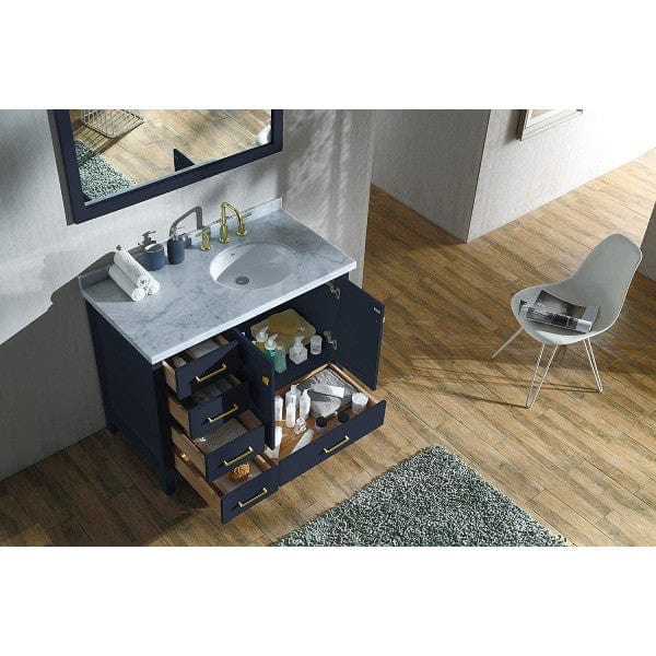 Ariel Cambridge  43" Midnight Blue Right Offset Single Oval Sink Vanity Set