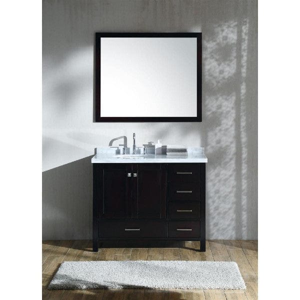 Ariel Cambridge  43" Modern Espresso Left Offset Single Oval Sink Vanity Set