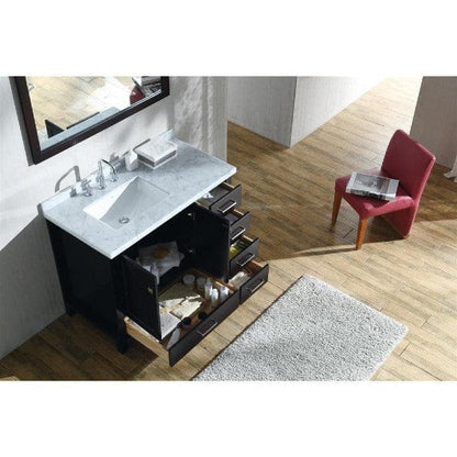 Ariel Cambridge  43" Modern Espresso Left Offset Single Rectangle Sink Vanity