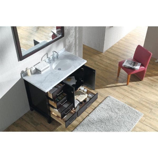 Ariel Cambridge  43" Modern Espresso Right Offset Single Oval Sink Vanity Set