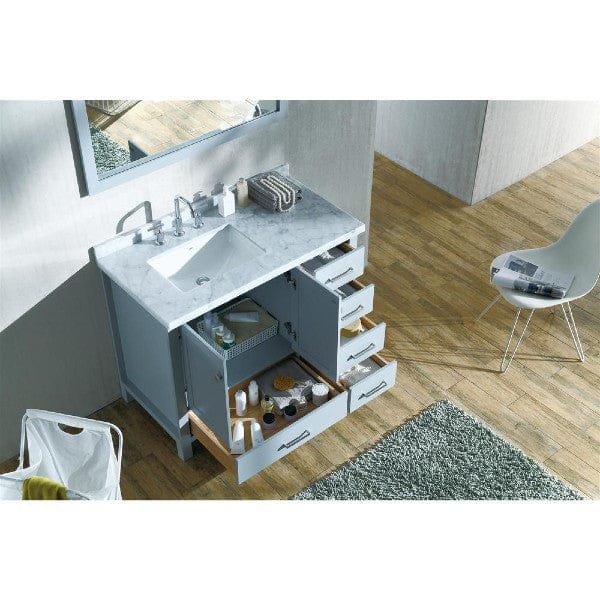 Ariel Cambridge  43" Modern Grey Left Offset Single Rectangle Sink Vanity Set