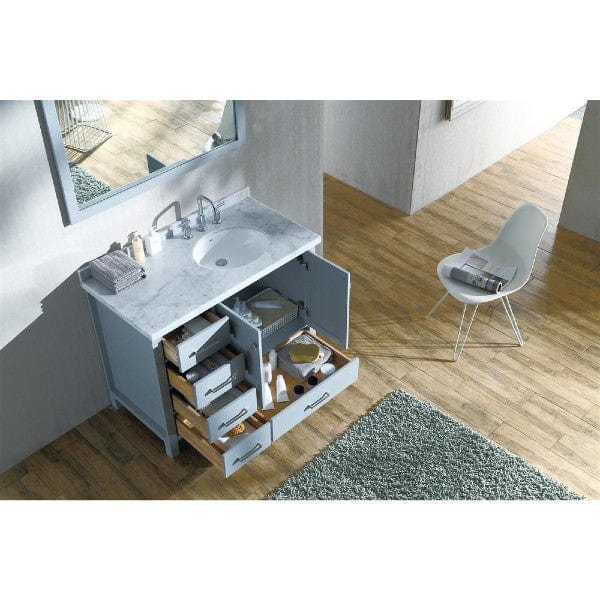 Ariel Cambridge  43" Modern Grey Right Offset Single Oval Sink Vanity Set