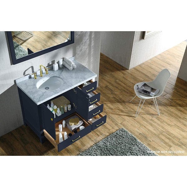 Ariel Cambridge  43" Modern Midnight Blue Left Offset Single Oval Sink Vanity