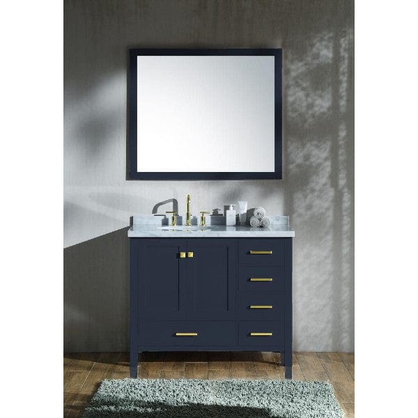 Ariel Cambridge  43" Modern Midnight Blue Left Offset Single Oval Sink Vanity Set