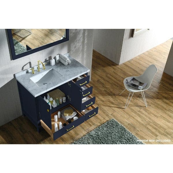 Ariel Cambridge  43" Modern Midnight Blue Left Offset Single Rectangle Sink Vanity