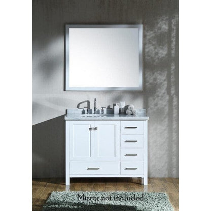 Ariel Cambridge  43" Modern White Left Offset Single Oval Sink Vanity