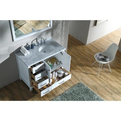 Ariel Cambridge  43" Modern White Right Offset Single Oval Sink Vanity Set