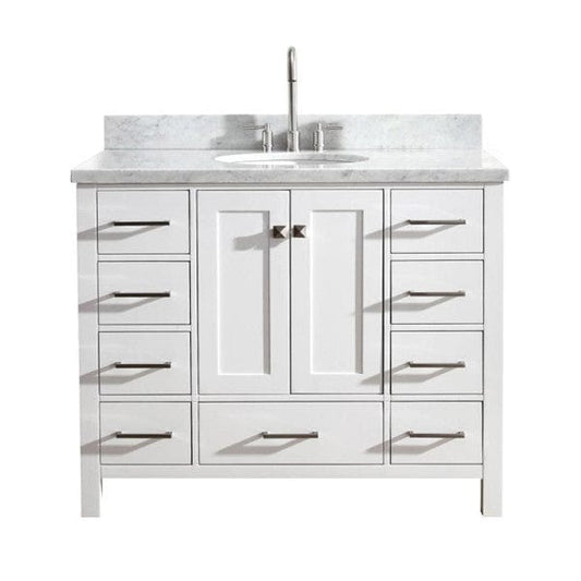 Ariel Vanities Ariel Cambridge  43" Modern White Single Oval Sink Vanity