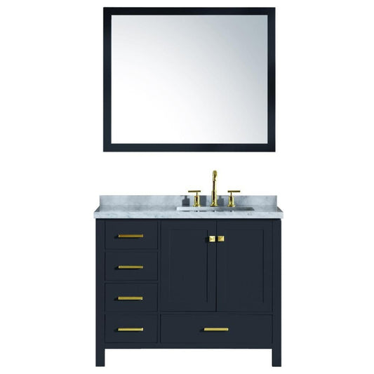 43" Right Offset Single Sink Vanity Set In Midnight Blue