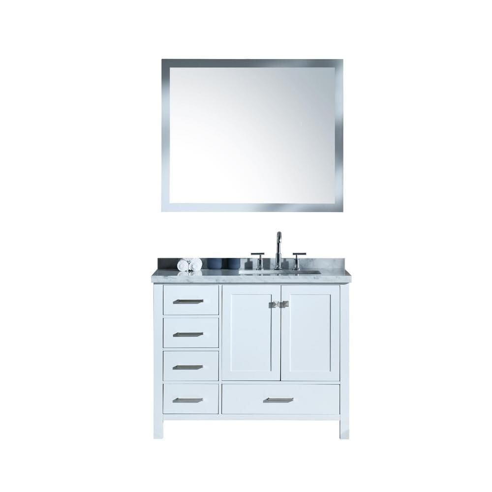  43" Right Offset Single Sink Vanity Set In White 