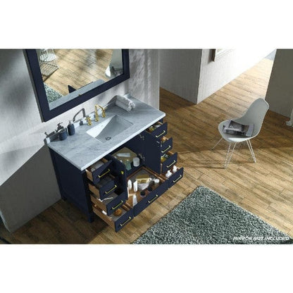 Ariel Cambridge  49" Modern Midnight Blue Single Rectangle Sink Vanity