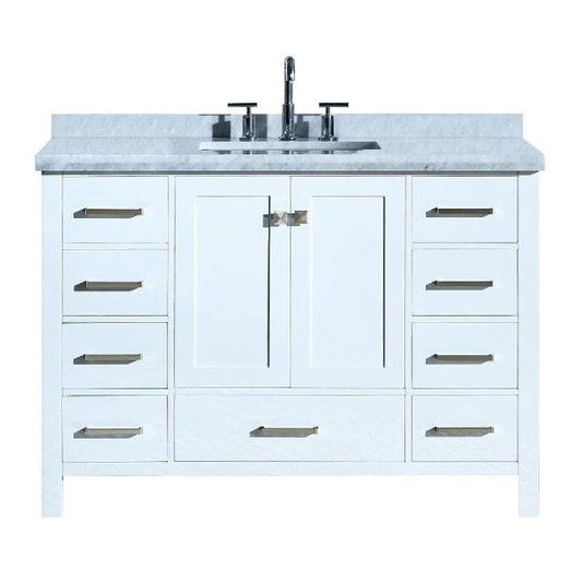 Ariel Vanities Ariel Cambridge  49" Modern White Single Rectangle Sink Vanity