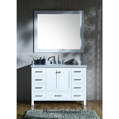 Ariel Cambridge  49" Modern White Single Rectangle Sink Vanity