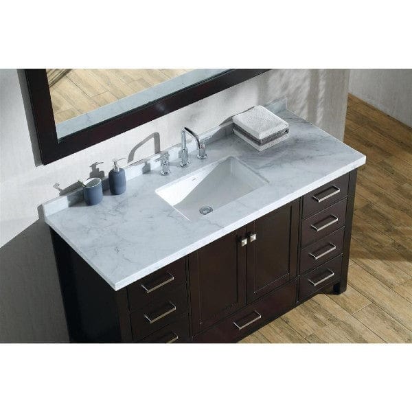 Ariel Cambridge 55" Modern Espresso Single Rectangle Sink Vanity Set