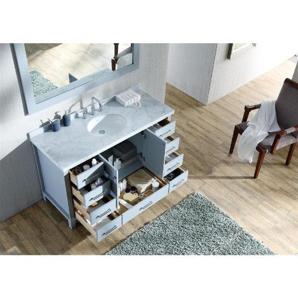 Ariel Cambridge 55" Modern Grey Single Oval Sink Vanity Set