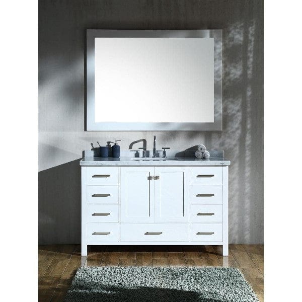 Ariel Cambridge  55" Modern White Single Rectangle Sink Vanity Set