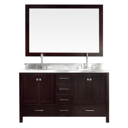 ARIEL Cambridge 61" Double Sink Vanity Set in Espresso