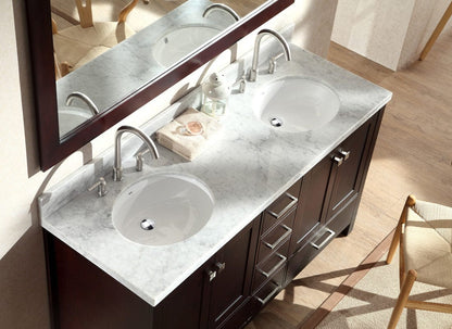 Ariel Cambridge 61 Double Sink Vanity Set in Espresso