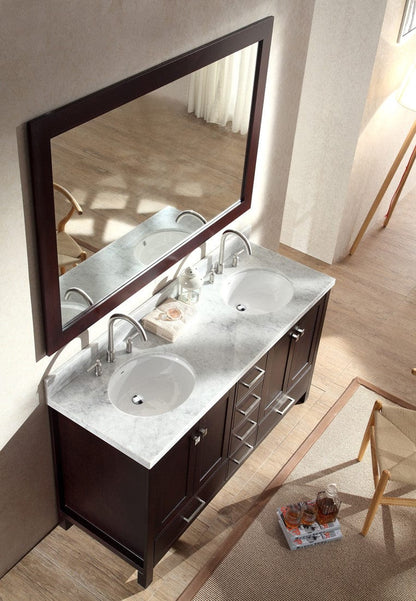 Ariel Cambridge 61 Double Sink Vanity Set in Espresso