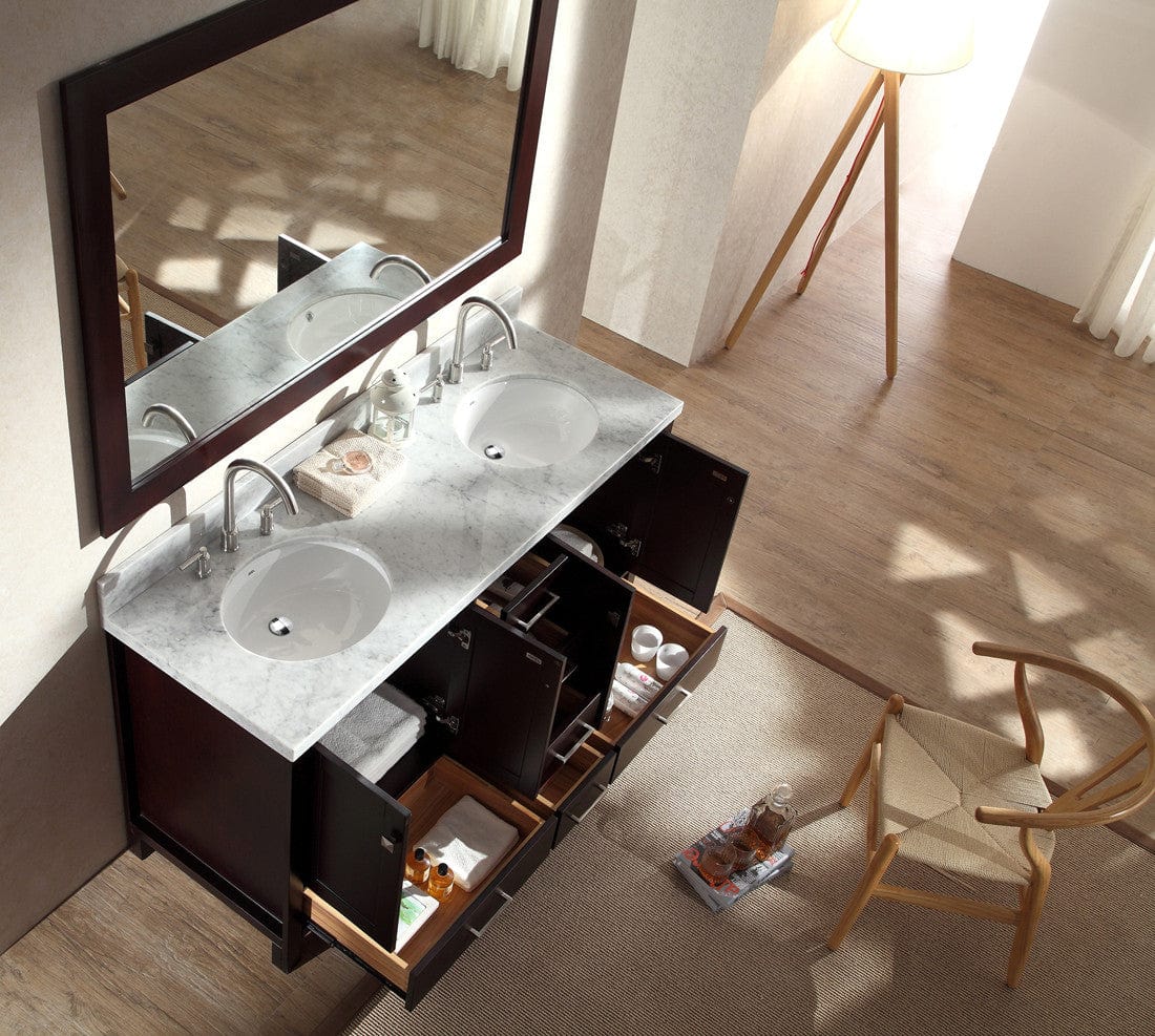 Ariel Cambridge 61 Double Sink Vanity Set in Espresso