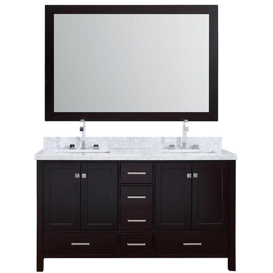 61" Double Sink Vanity Set In Espresso