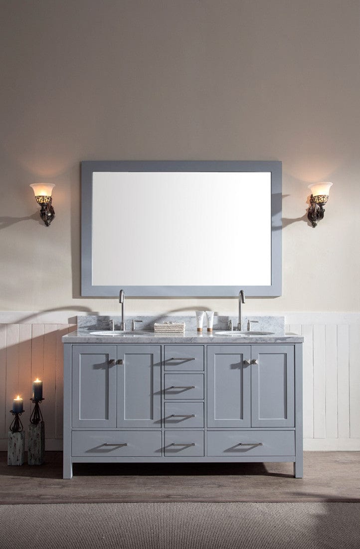 Ariel Cambridge 61 Double Sink Vanity Set in Grey