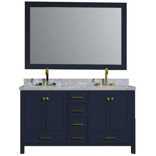 61" Double Sink Vanity Set In Midnight Blue 