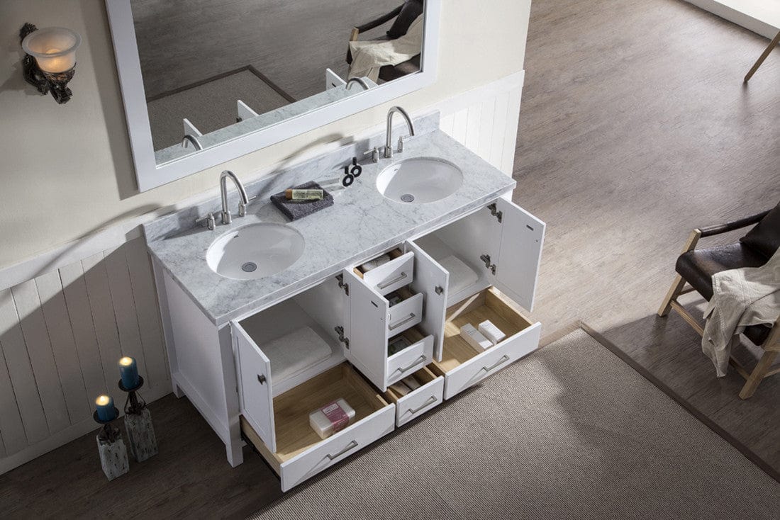 Ariel Cambridge 61 Double Sink Vanity Set in White