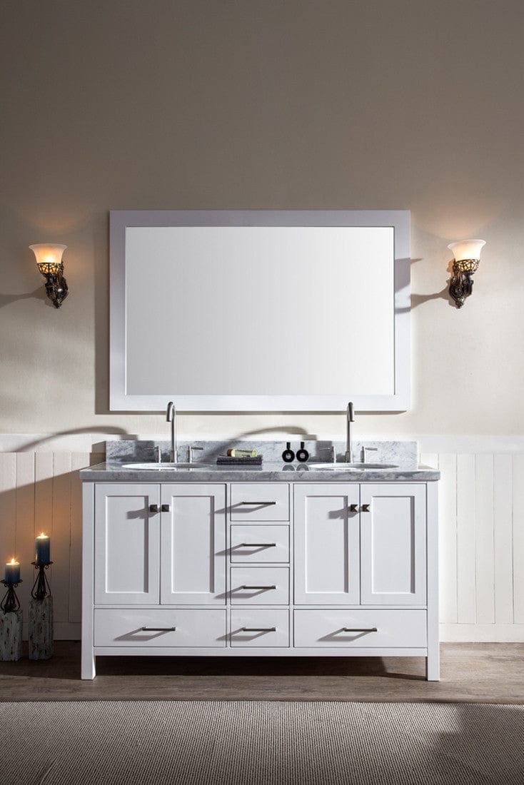 Ariel Cambridge 61 Double Sink Vanity Set in White