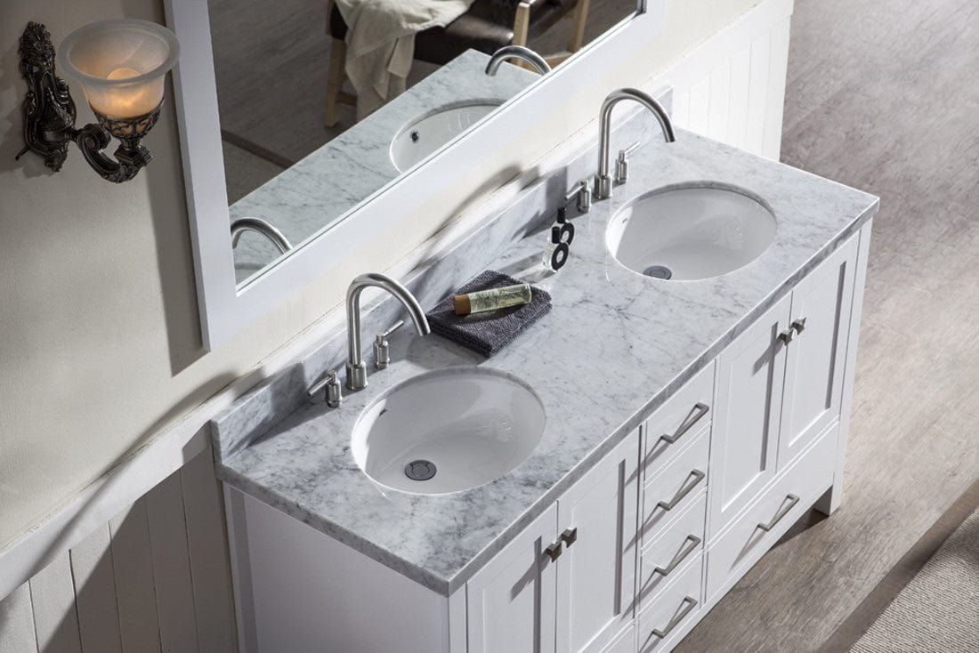 Ariel Cambridge 61 Double Sink Vanity Set in White