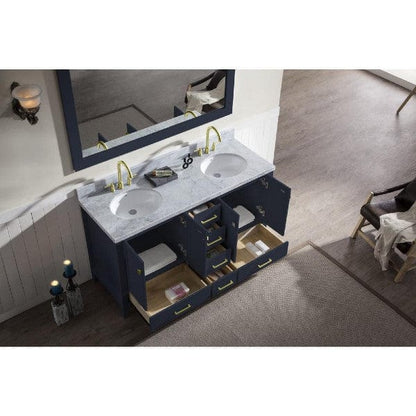 Ariel Cambridge  61" Midnight Blue White Double Oval Sink Vanity Set