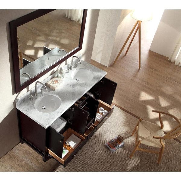 Ariel Cambridge  61" Modern Espresso Double Oval Sink Vanity