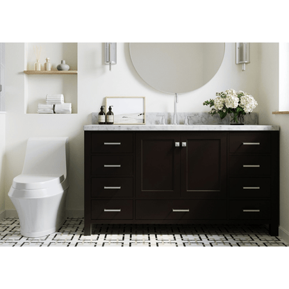 Ariel Cambridge  61" Modern Espresso Single Rectangle Sink Vanity