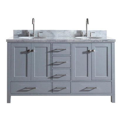 Ariel Cambridge  61" Modern Grey Double Oval Sink Vanity