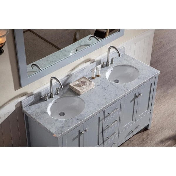 Ariel Cambridge  61" Modern Grey Double Oval Sink Vanity