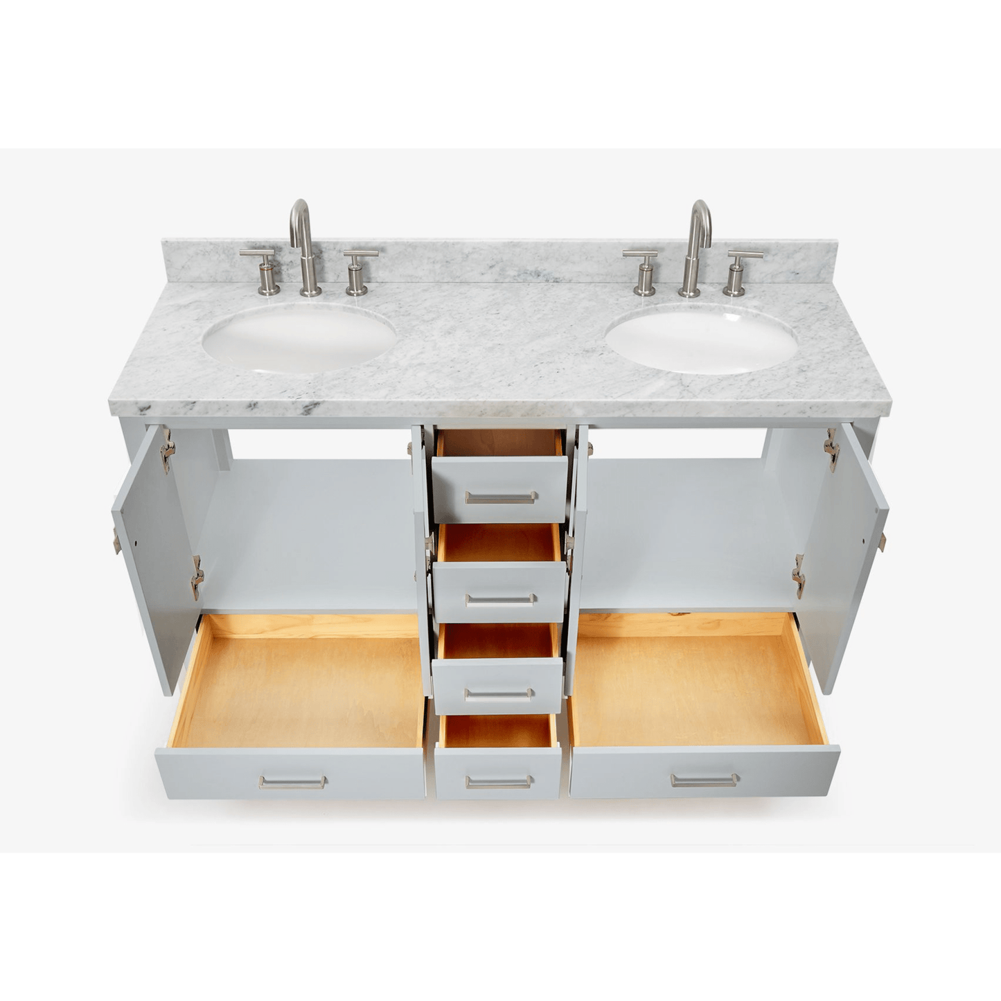 Ariel Cambridge  61" Modern Grey Double Oval Sink Vanity
