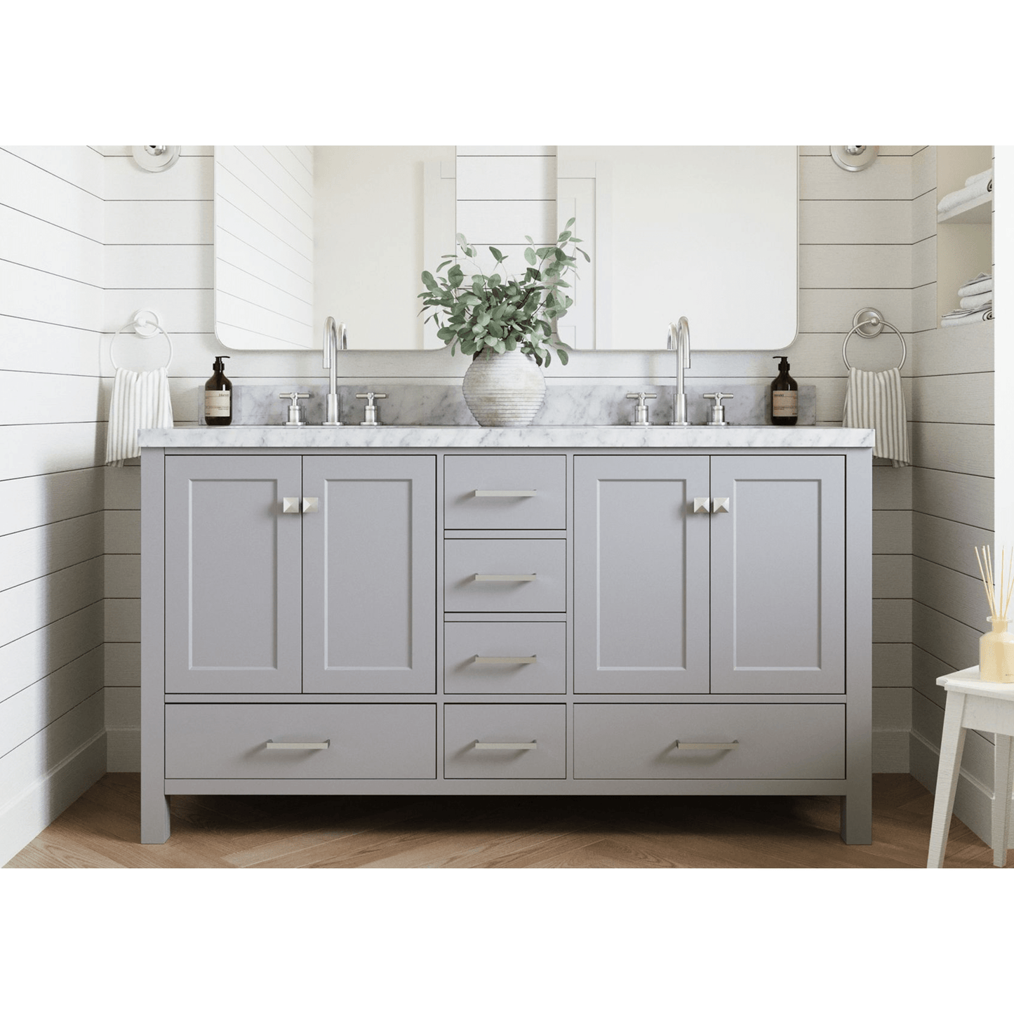 Ariel Cambridge  61" Modern Grey Double Rectangle Sink Vanity