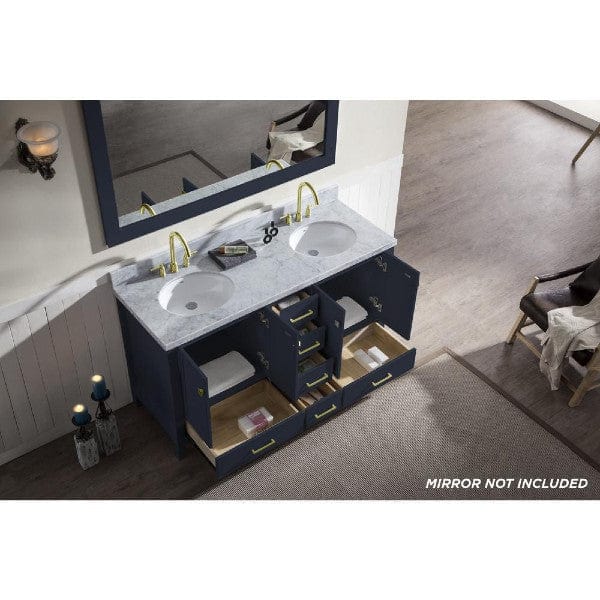 Ariel Cambridge  61" Modern Midnight Blue Double Oval Sink Vanity