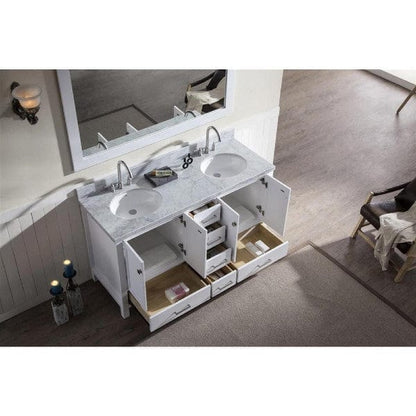 Ariel Cambridge  61" Modern White Double Oval Sink Vanity