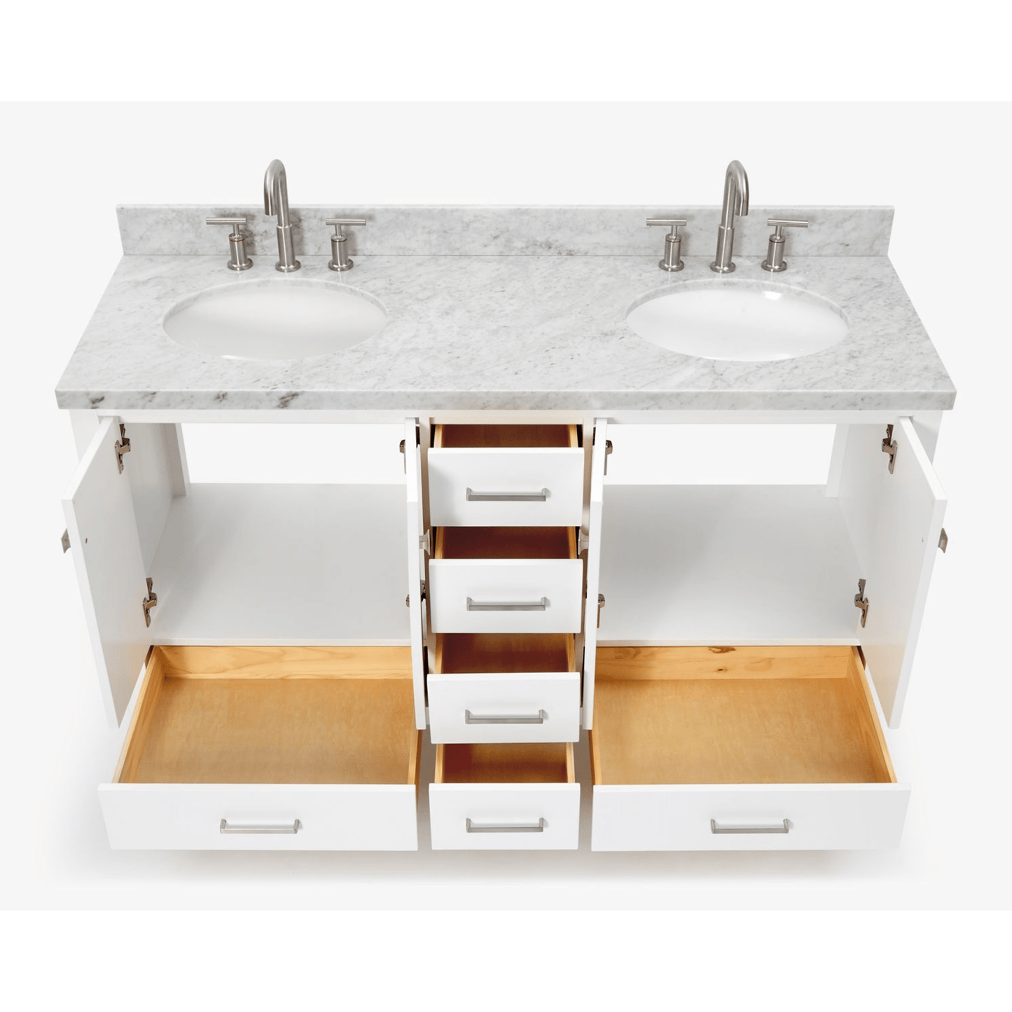 Ariel Cambridge  61" Modern White Double Oval Sink Vanity