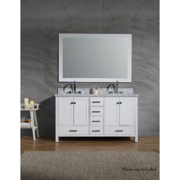 Ariel Cambridge  61" Modern White Double Rectangle Sink Vanity